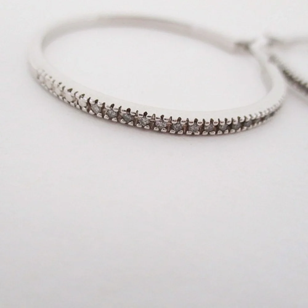 Macy's Diamonds Out Sterling Silver Hoops - Picture 2 of 6